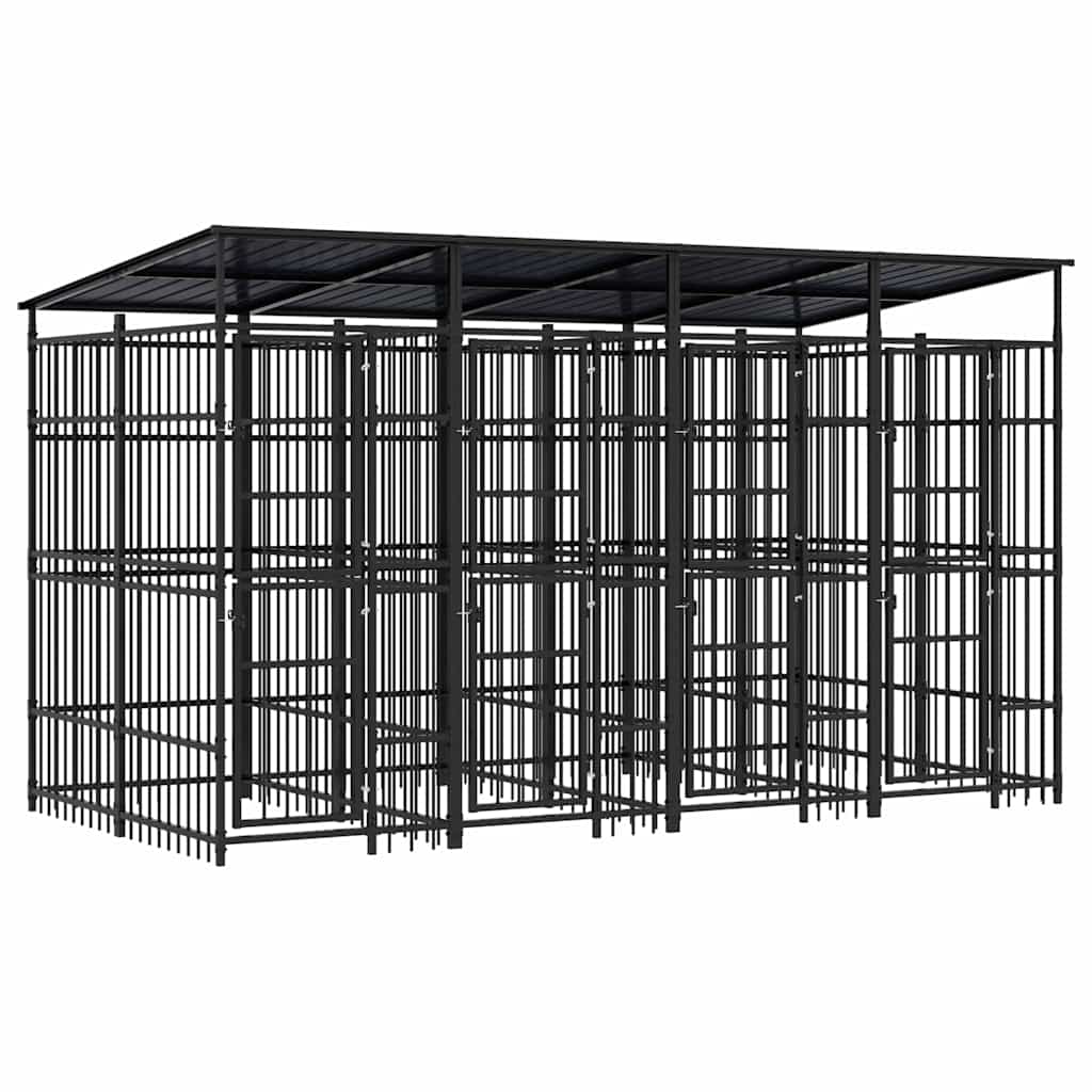 Outdoor Dog Kennel with Roof Steel 7,37 m²