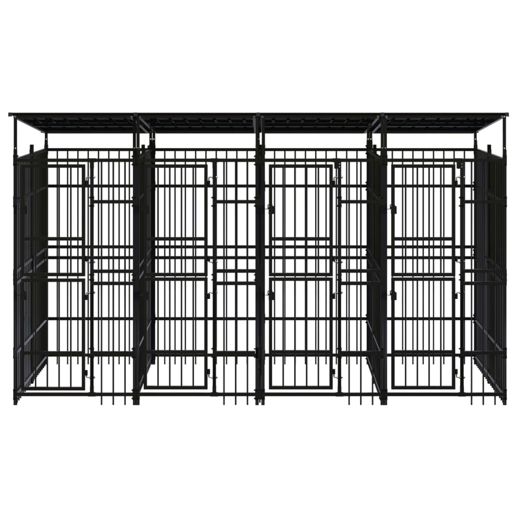 Outdoor Dog Kennel with Roof Steel 7.37 m?