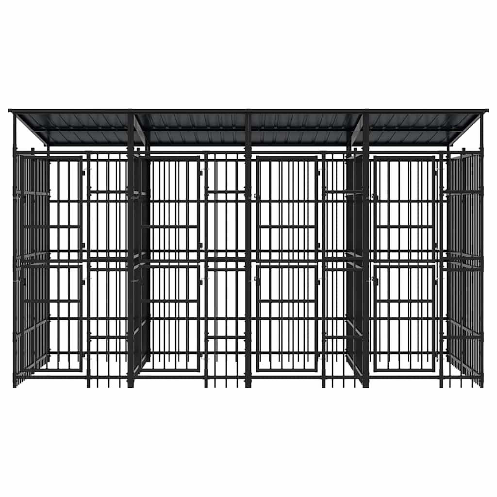 Outdoor Dog Kennel with Roof Steel 7,37 m²