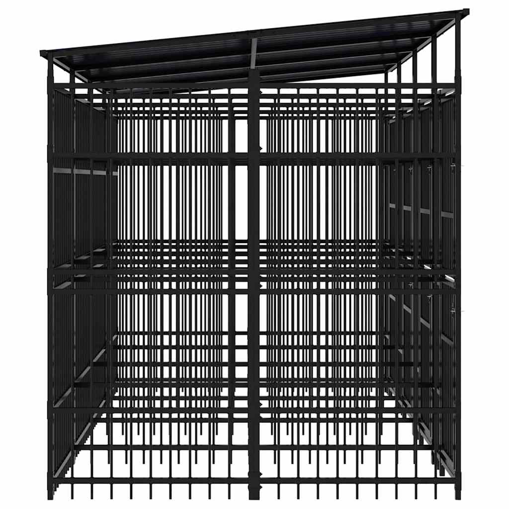 Outdoor Dog Kennel with Roof Steel 7,37 m²