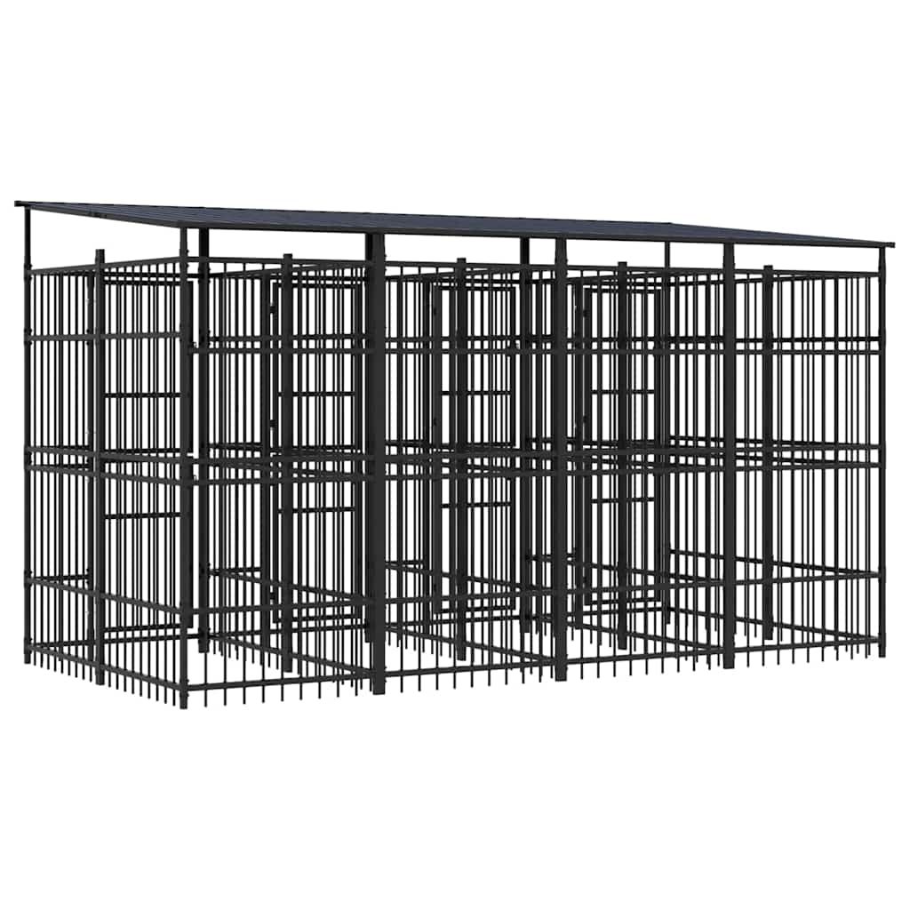 Outdoor Dog Kennel with Roof Steel 7.37 m?