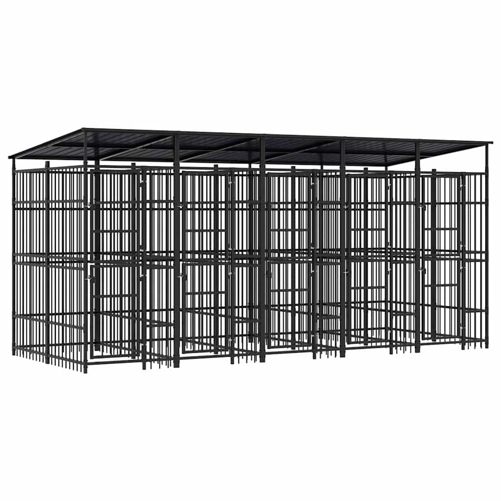 Outdoor Dog Kennel with Roof Steel 9,22 m²