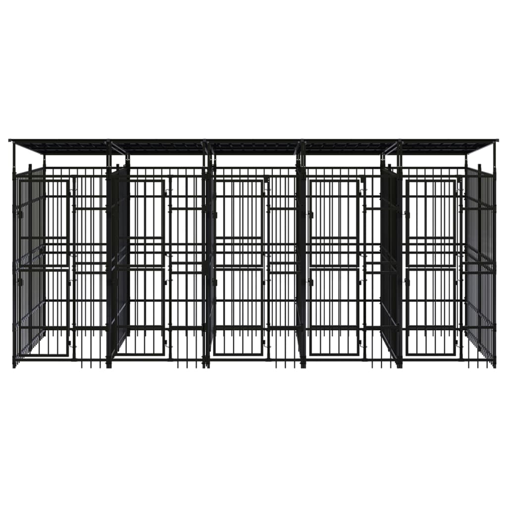 Outdoor Dog Kennel with Roof Steel 9.22 m²