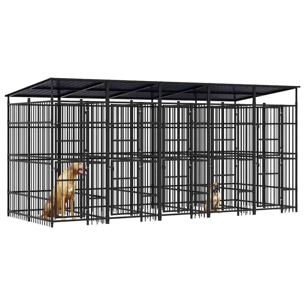 Outdoor Dog Kennel with Roof Steel 9,22 m²