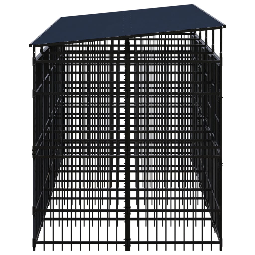 Outdoor Dog Kennel with Roof Steel 9.22 m²
