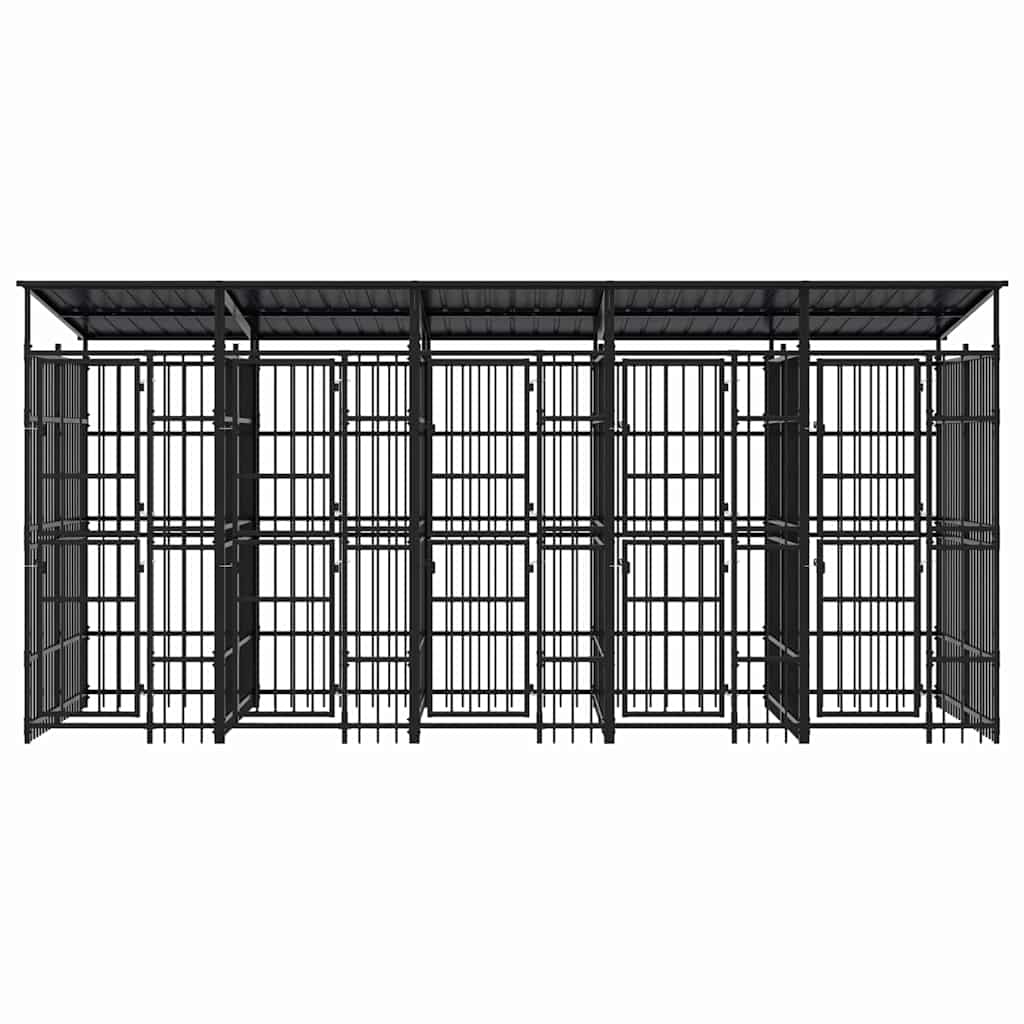 Outdoor Dog Kennel with Roof Steel 9,22 m²