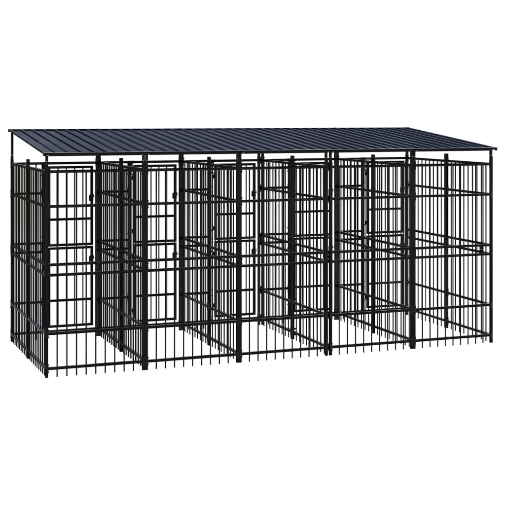 Outdoor Dog Kennel with Roof Steel 9.22 m²