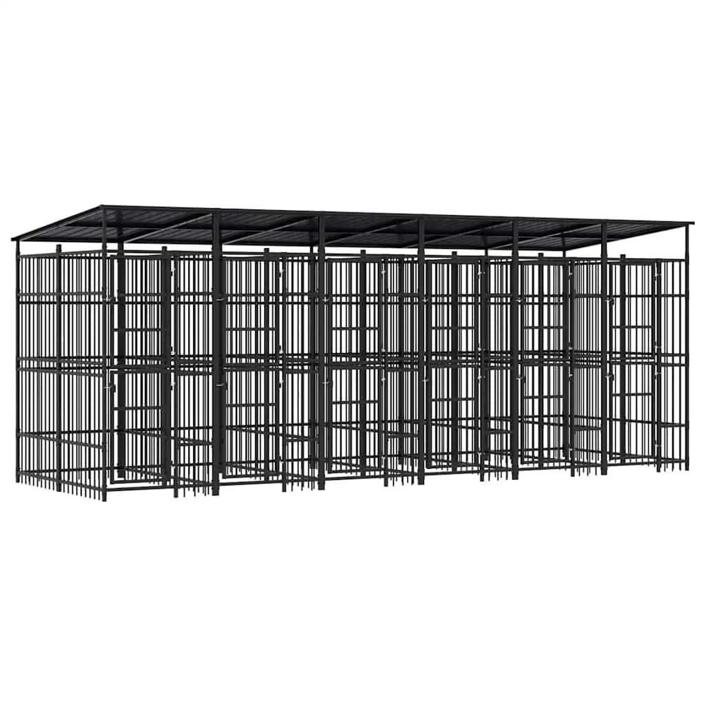 Outdoor Dog Kennel with Roof Steel 11.06 m?