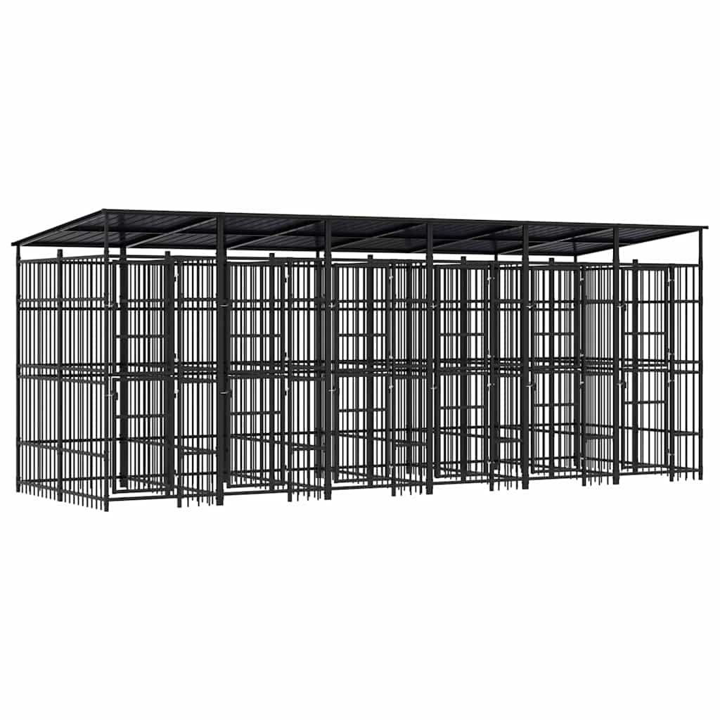 Outdoor Dog Kennel with Roof Steel 11,06 m²