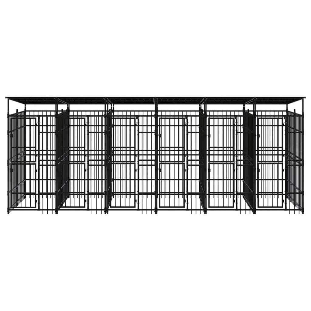 Outdoor Dog Kennel with Roof Steel 11.06 m²
