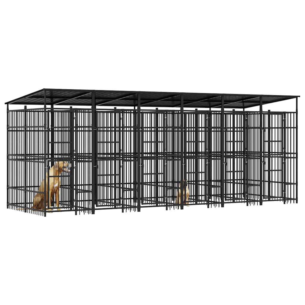 Outdoor Dog Kennel with Roof Steel 11.06 m?