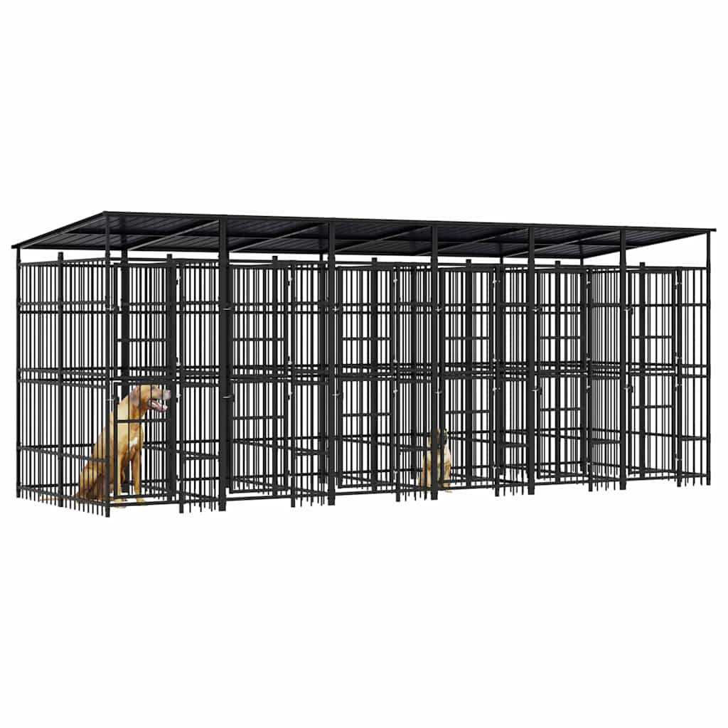 Outdoor Dog Kennel with Roof Steel 11,06 m²