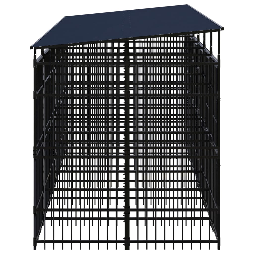 Outdoor Dog Kennel with Roof Steel 11.06 m²