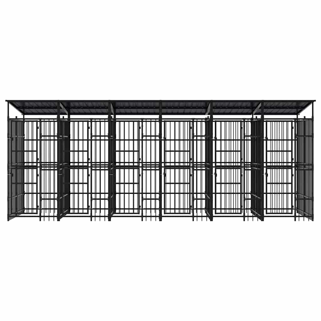 Outdoor Dog Kennel with Roof Steel 11,06 m²