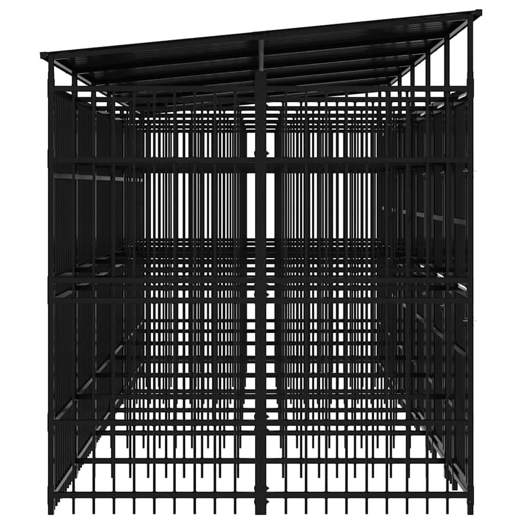 Outdoor Dog Kennel with Roof Steel 11,06 m²