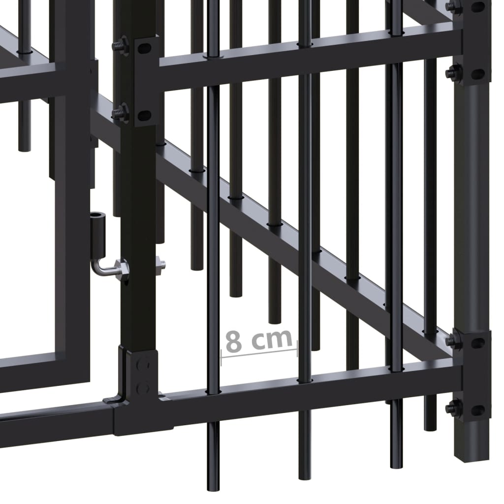 Outdoor Dog Kennel with Roof Steel 11,06 m²