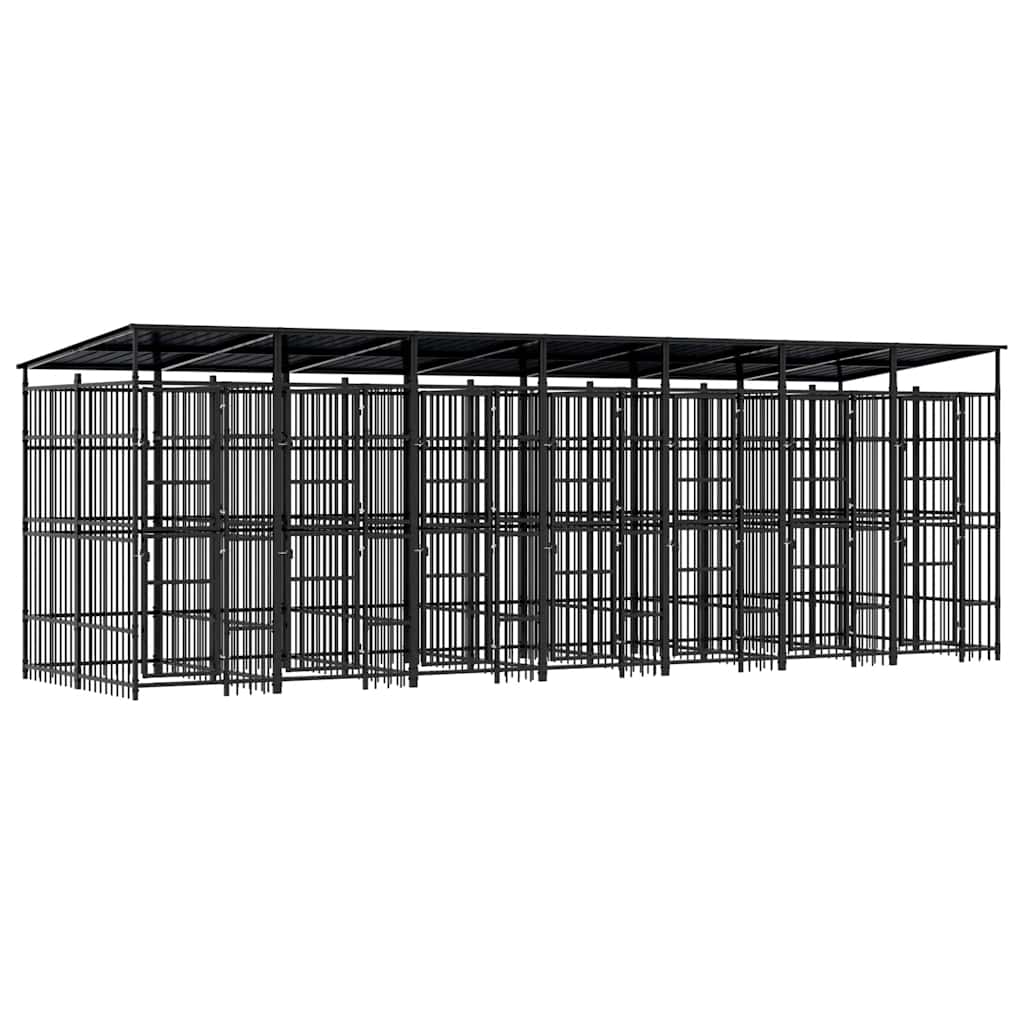 Outdoor Dog Kennel with Roof Steel 12.9 m?