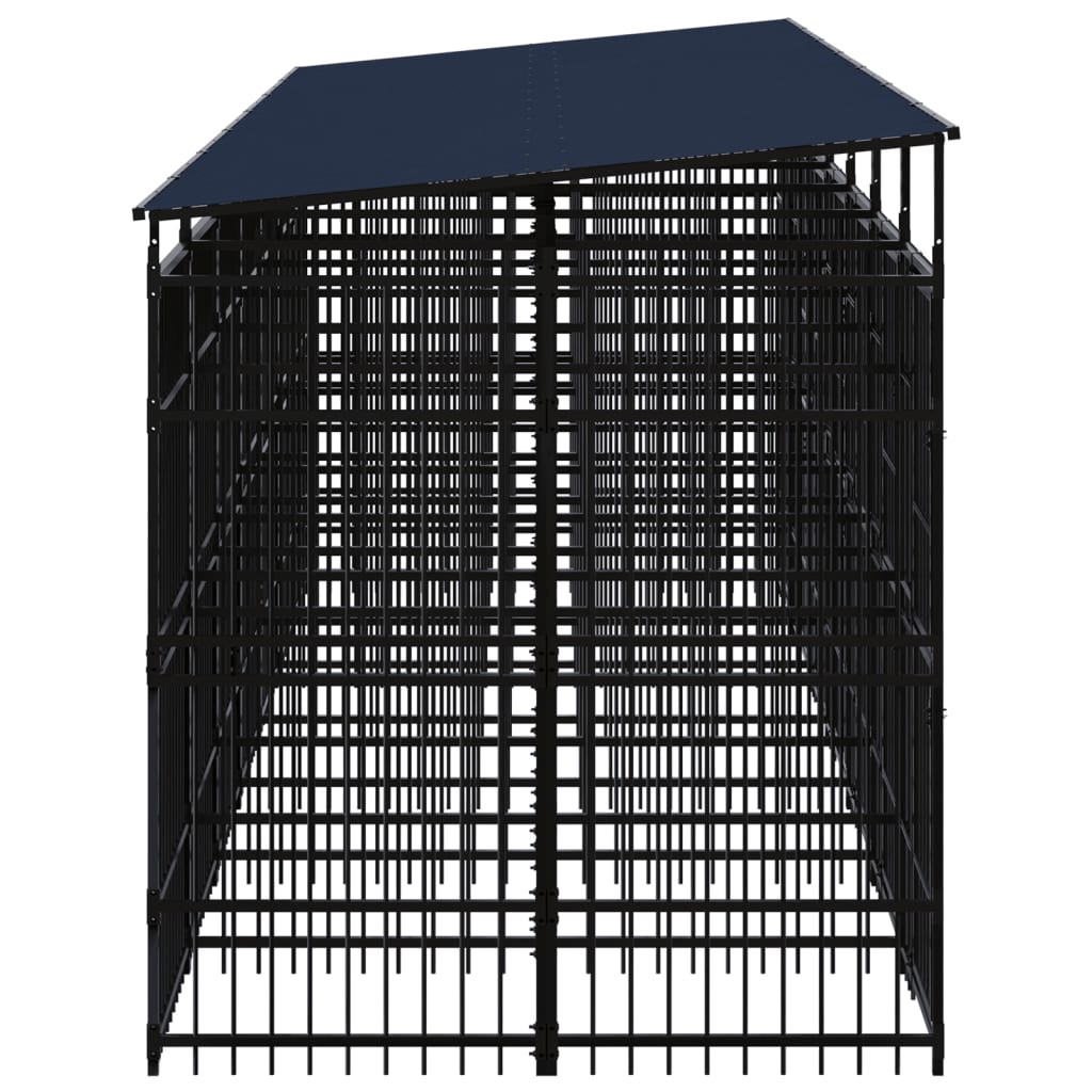 Outdoor Dog Kennel with Roof Steel 12.9 m²