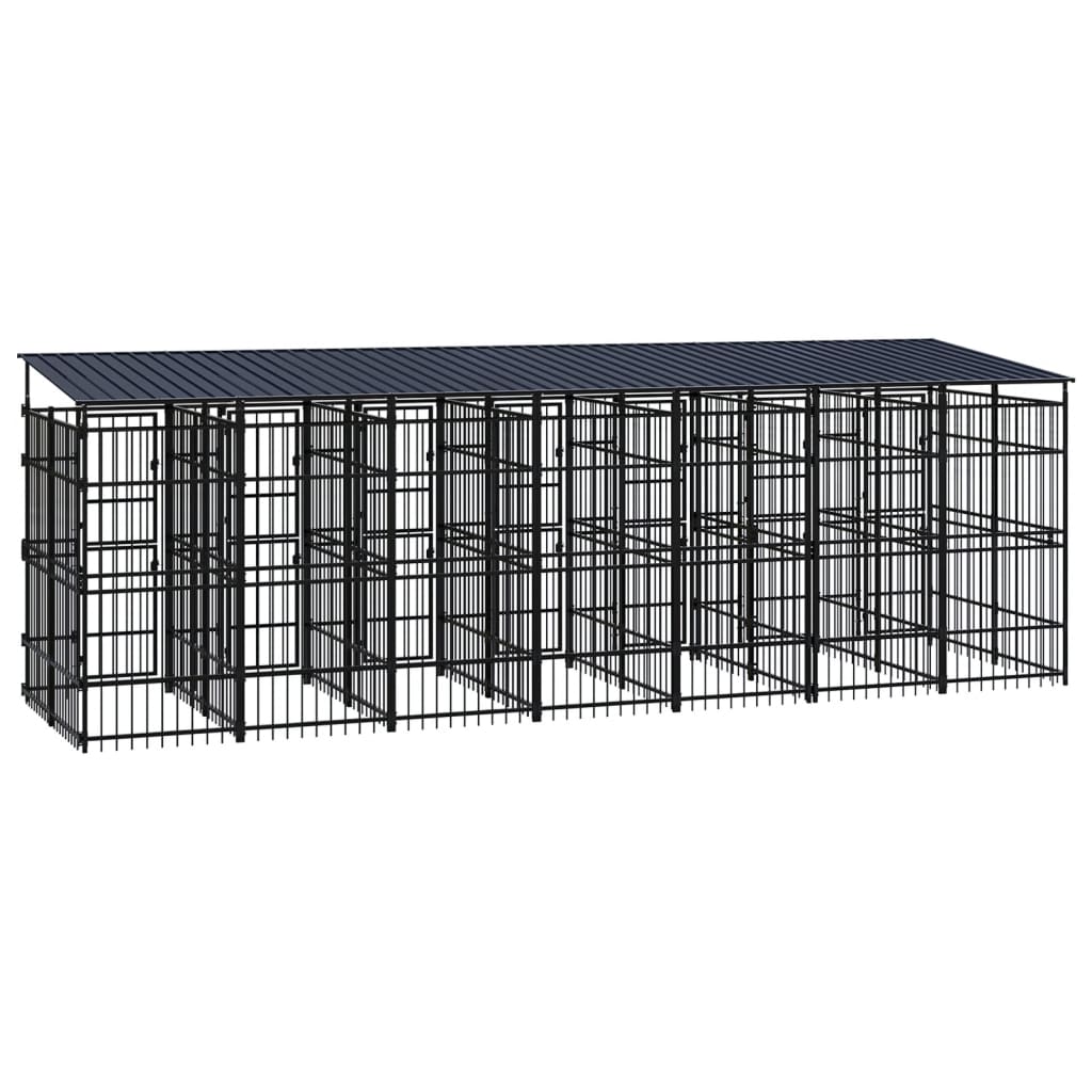 Outdoor Dog Kennel with Roof Steel 12.9 m?