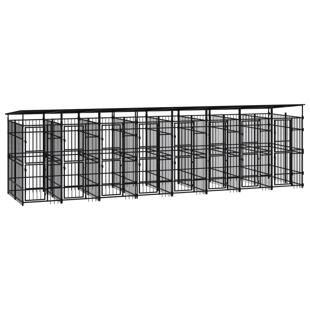 Outdoor Dog Kennel with Roof Steel 14.75 m?
