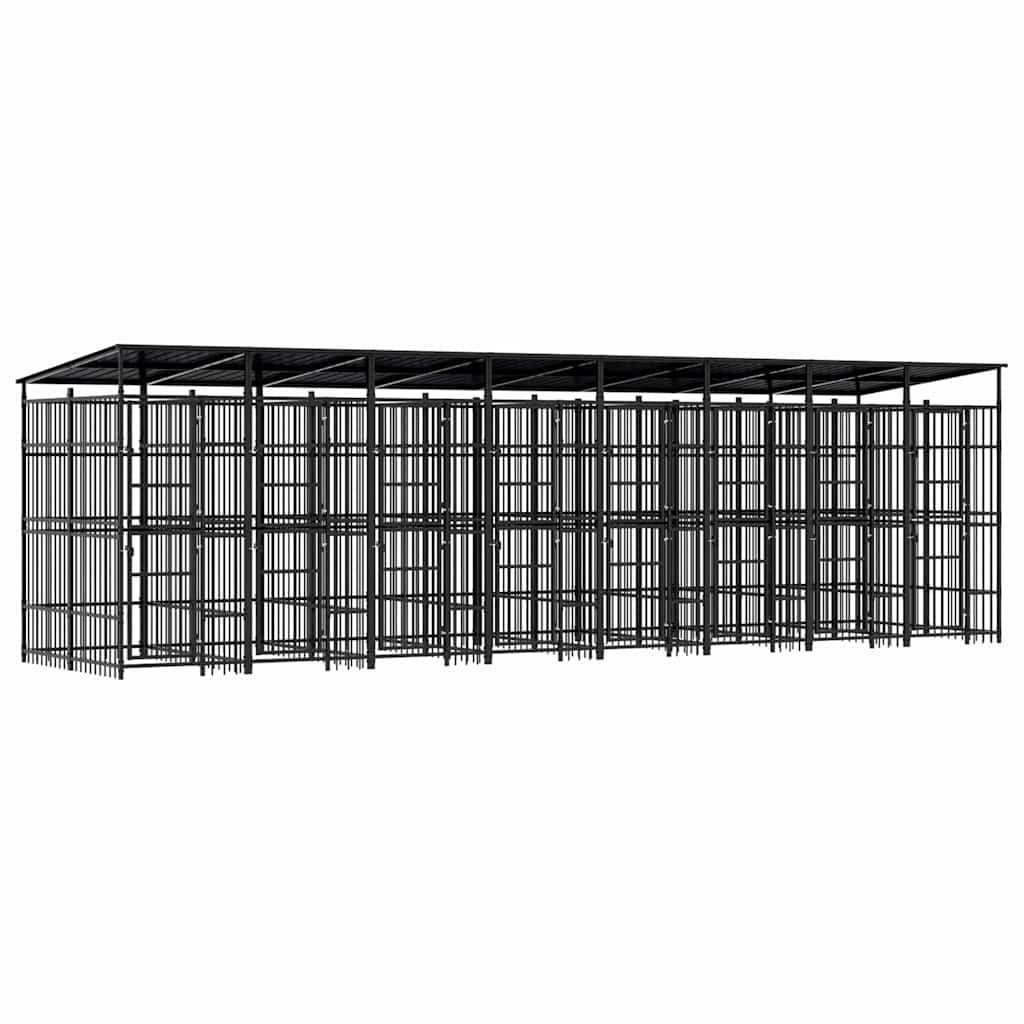 Outdoor Dog Kennel with Roof Steel 14,75 m²
