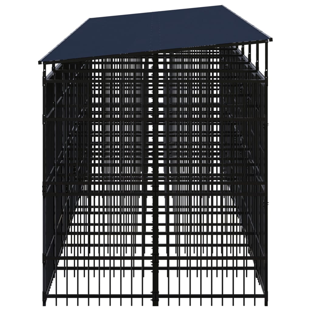 Outdoor Dog Kennel with Roof Steel 14.75 m?