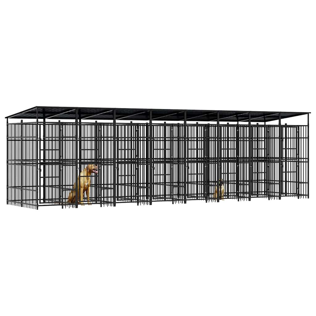 Outdoor Dog Kennel with Roof Steel 14,75 m²