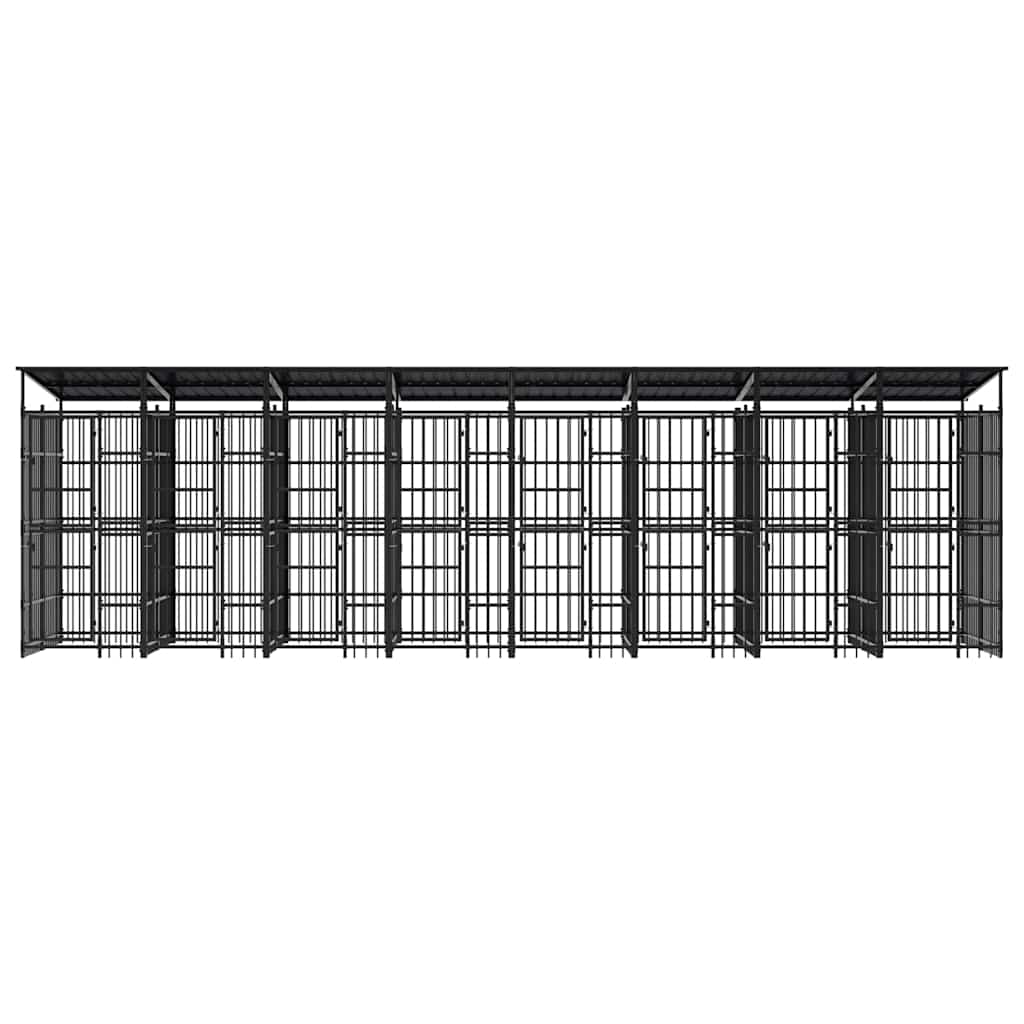 Outdoor Dog Kennel with Roof Steel 14,75 m²