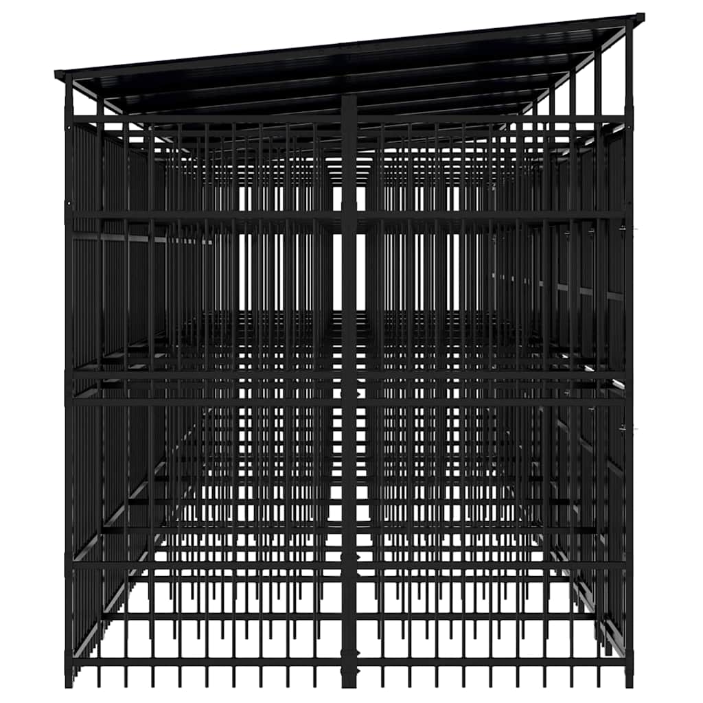 Outdoor Dog Kennel with Roof Steel 14,75 m²