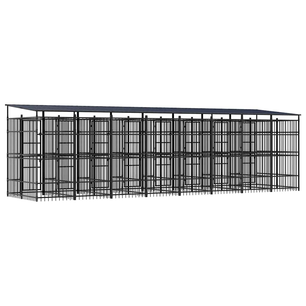 Outdoor Dog Kennel with Roof Steel 14,75 m²