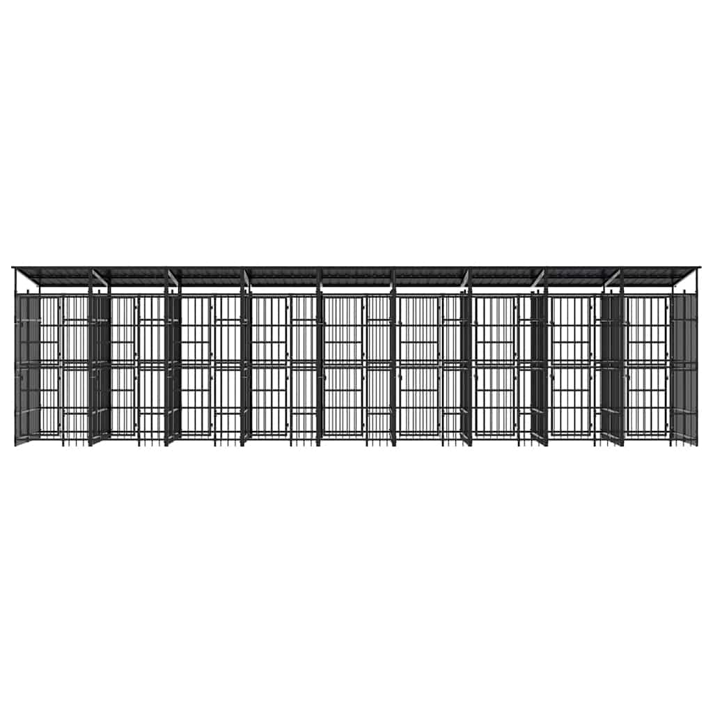 Outdoor Dog Kennel with Roof Steel 16.59 m?