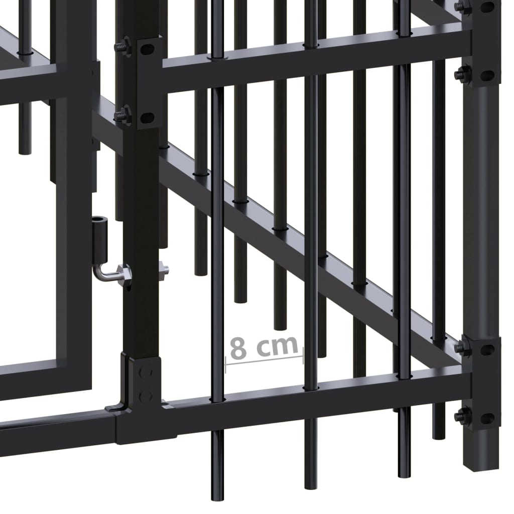 Outdoor Dog Kennel with Roof Steel 16.59 m?