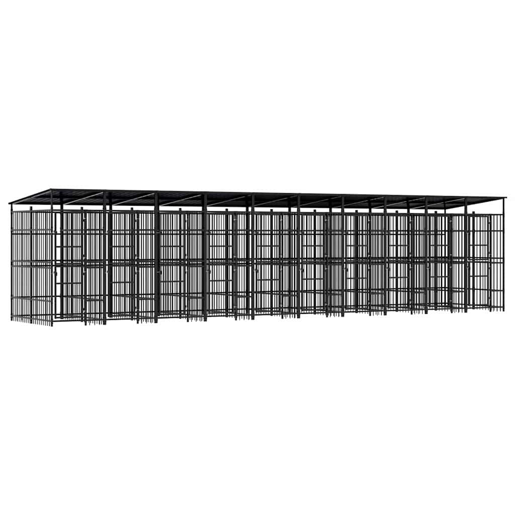 Outdoor Dog Kennel with Roof Steel 18,43 m²