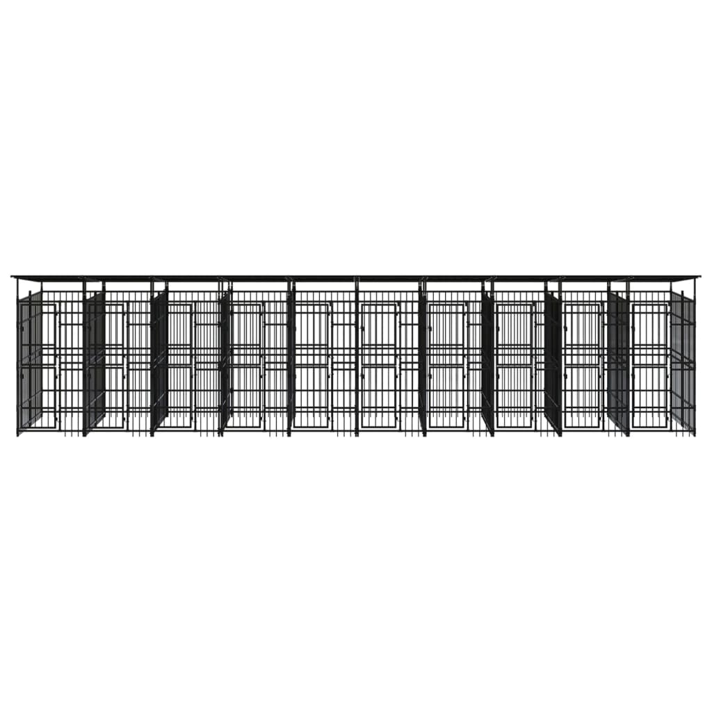 Outdoor Dog Kennel with Roof Steel 18.43 m?