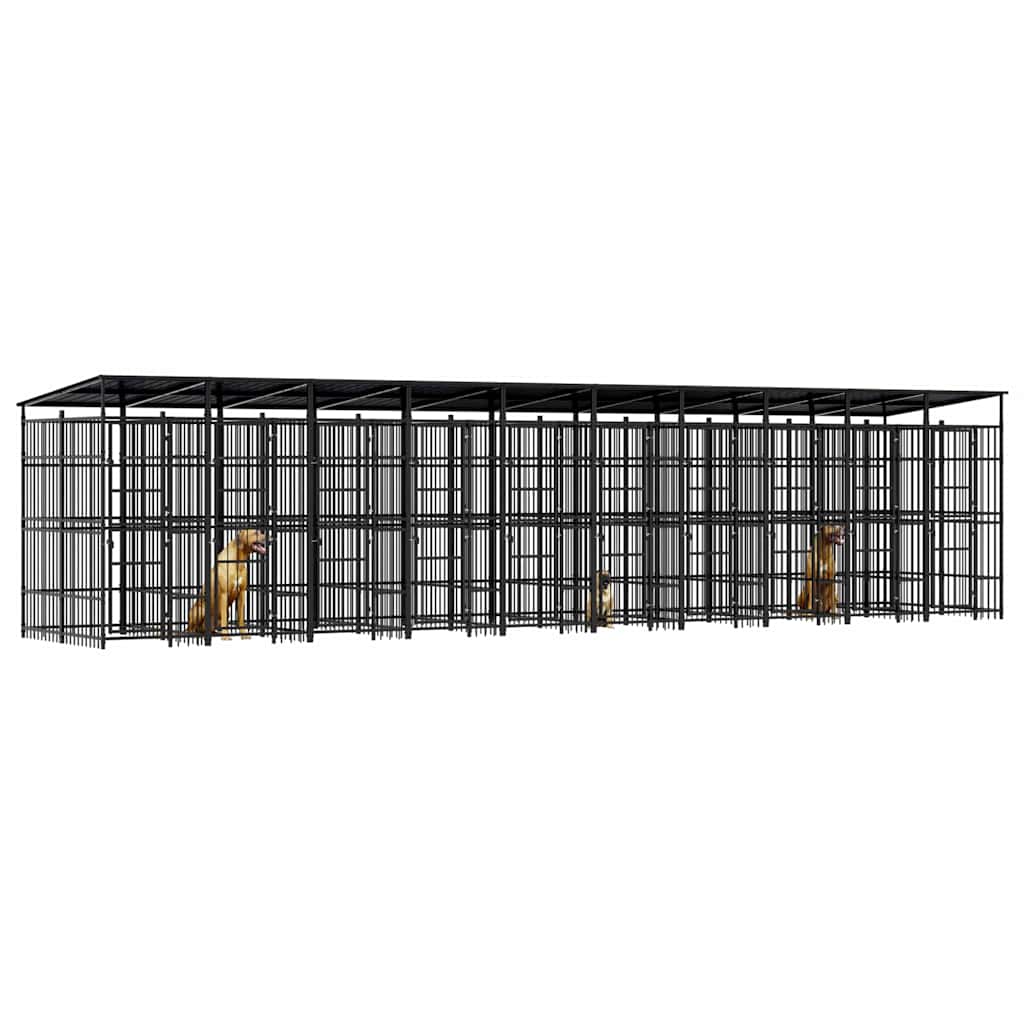 Outdoor Dog Kennel with Roof Steel 18,43 m²