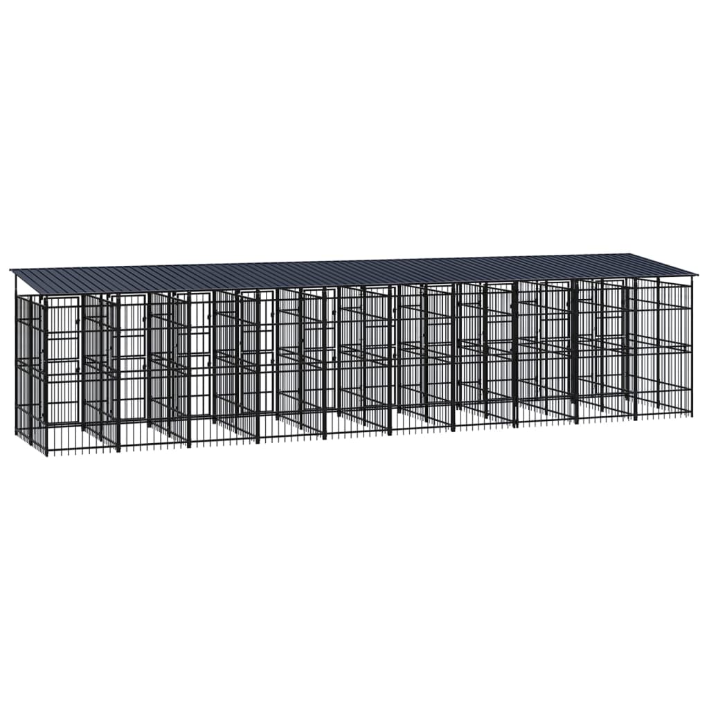 Outdoor Dog Kennel with Roof Steel 18,43 m²