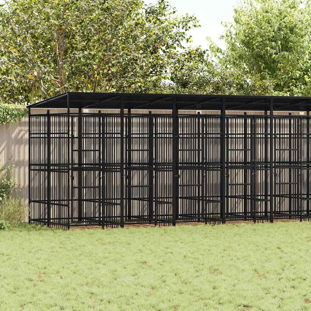 Outdoor Dog Kennel with Roof Steel 18,43 m²
