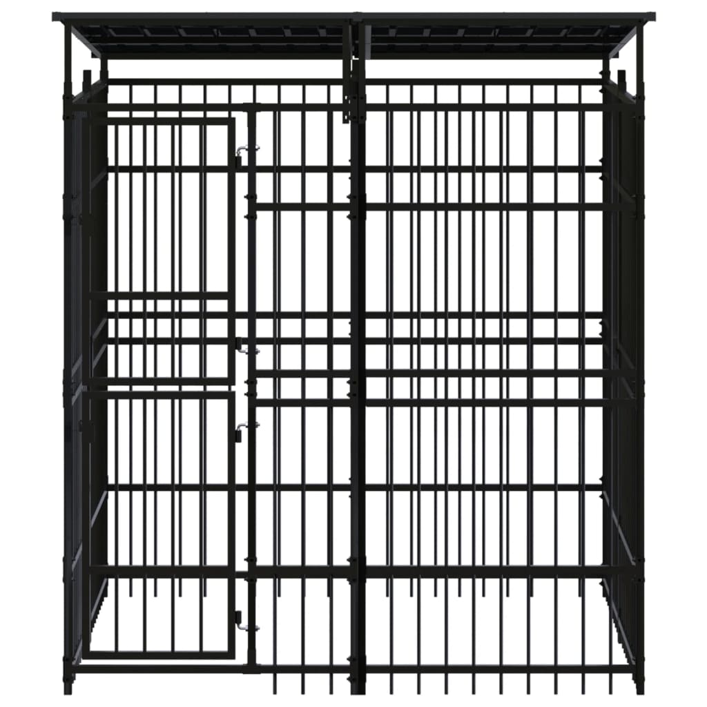 Outdoor Dog Kennel with Roof Steel 3.69 m?