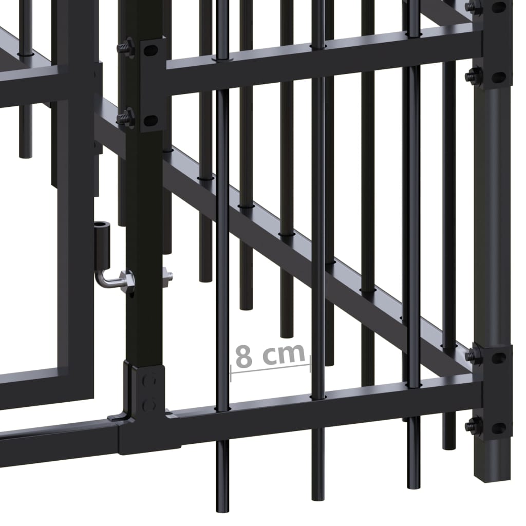 Outdoor Dog Kennel with Roof Steel 3.69 m?
