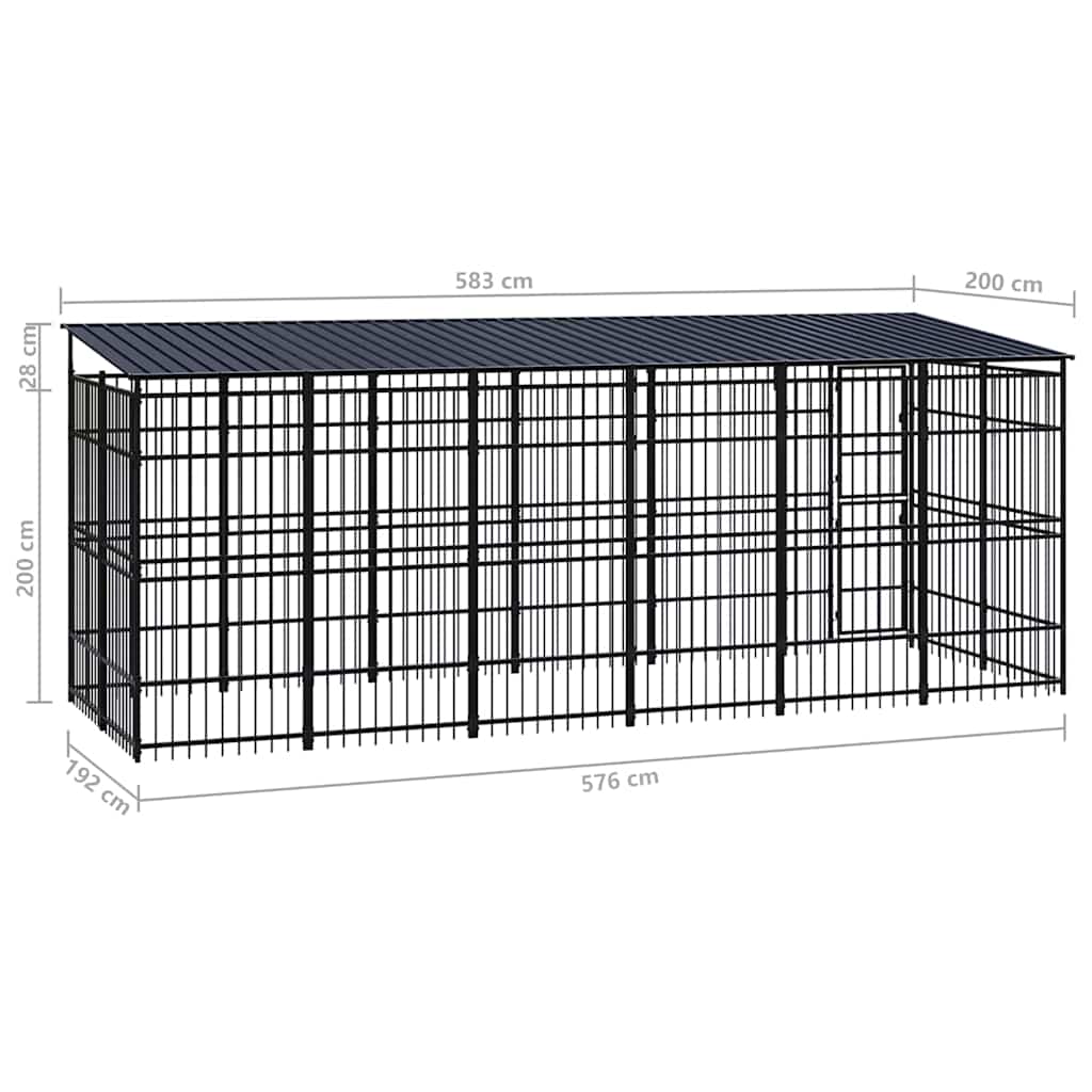 Outdoor Dog Kennel with Roof Steel 11,06 m²