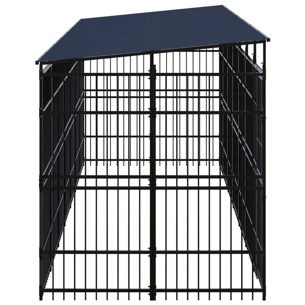 Outdoor Dog Kennel with Roof Steel 12.9 m²