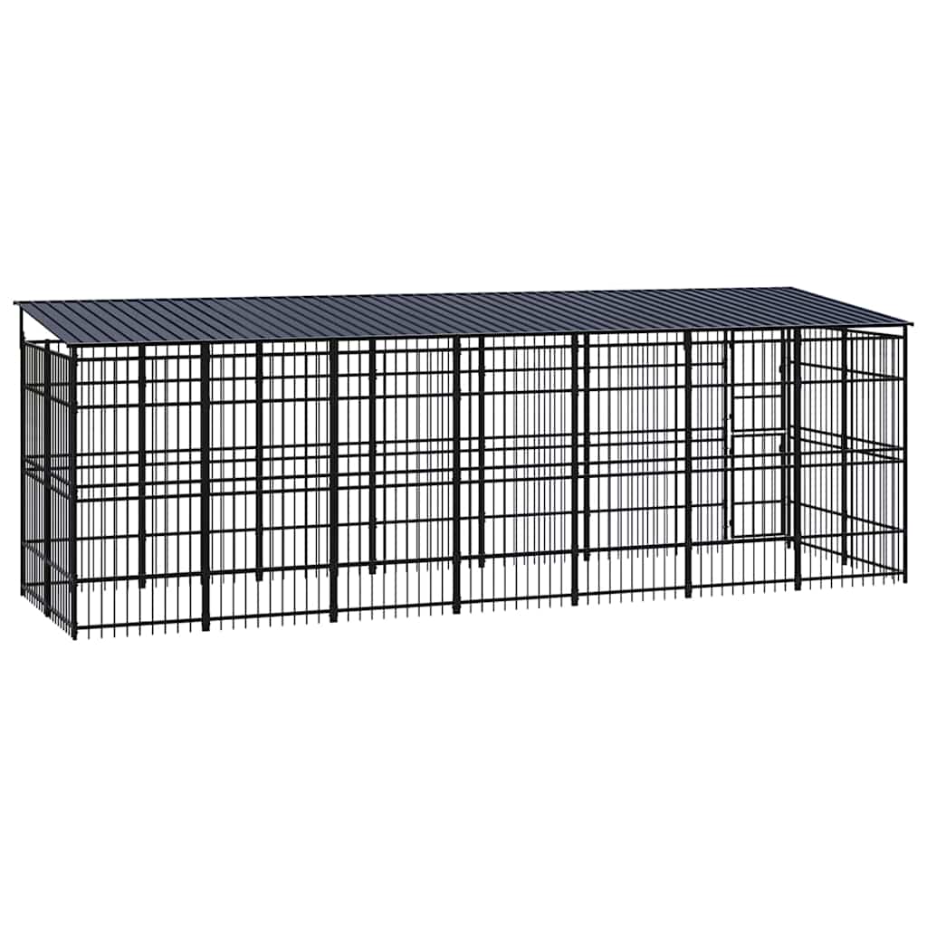 Outdoor Dog Kennel with Roof Steel 12,9 m²