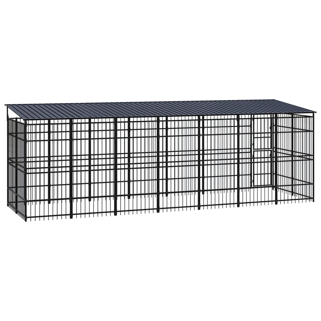 Outdoor Dog Kennel with Roof Steel 12.9 m²