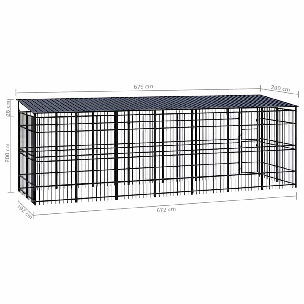 Outdoor Dog Kennel with Roof Steel 12,9 m²