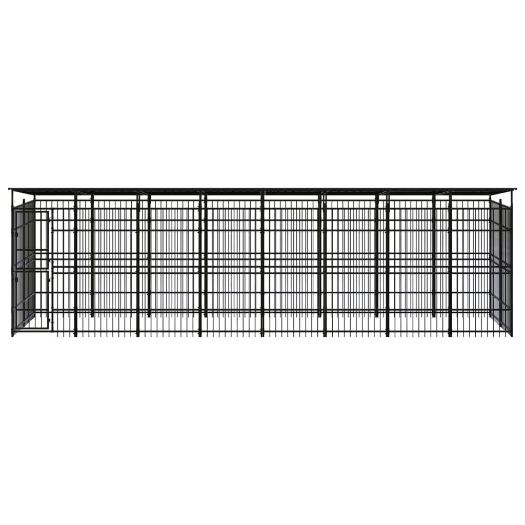 Outdoor Dog Kennel with Roof Steel 14.75 m²