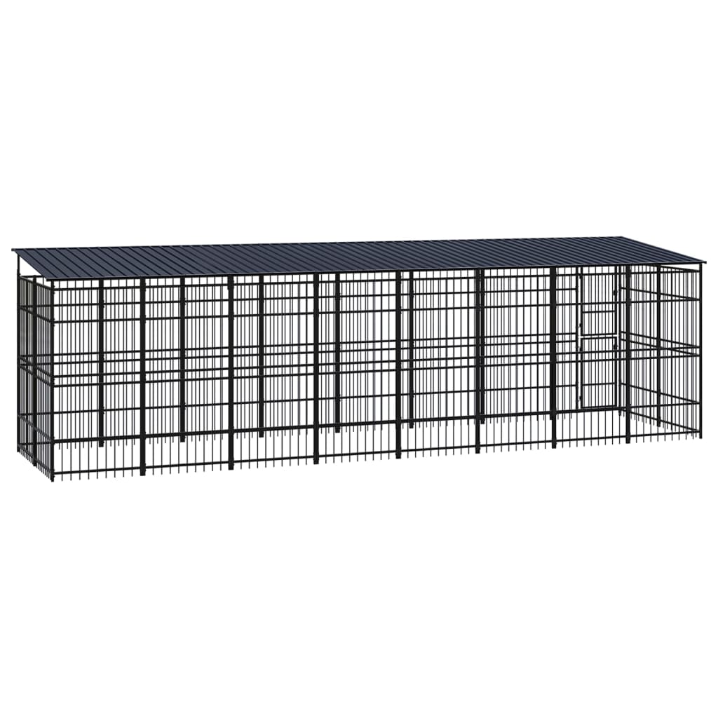 Outdoor Dog Kennel with Roof Steel 14.75 m²
