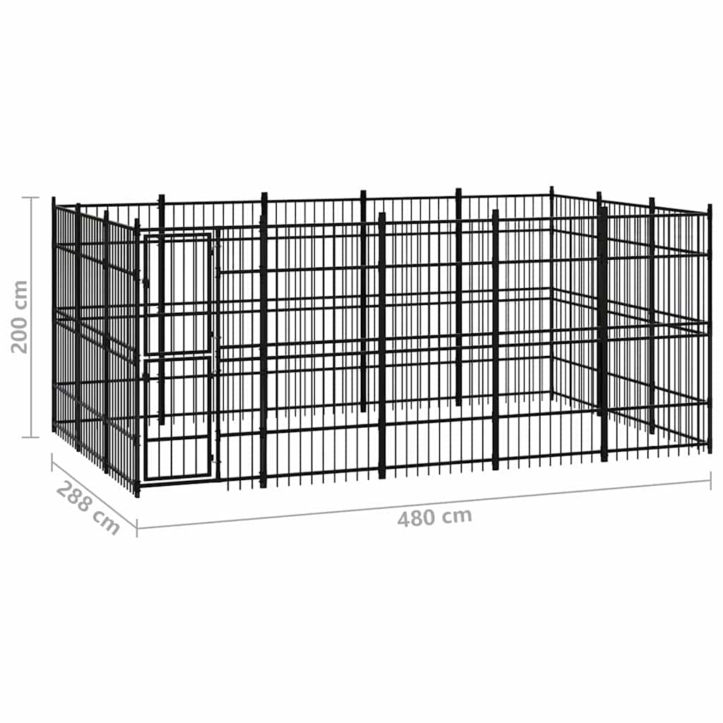 Outdoor Dog Kennel Steel 13,82 m²