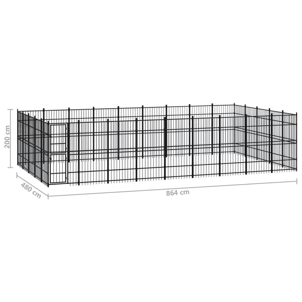 Outdoor Dog Kennel Steel 41.47 m?