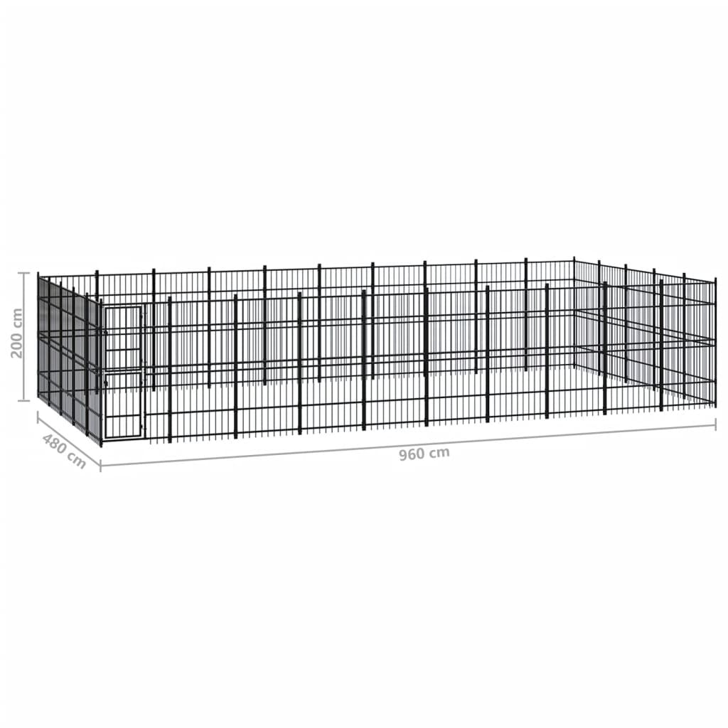 Outdoor Dog Kennel Steel 46.08 m²