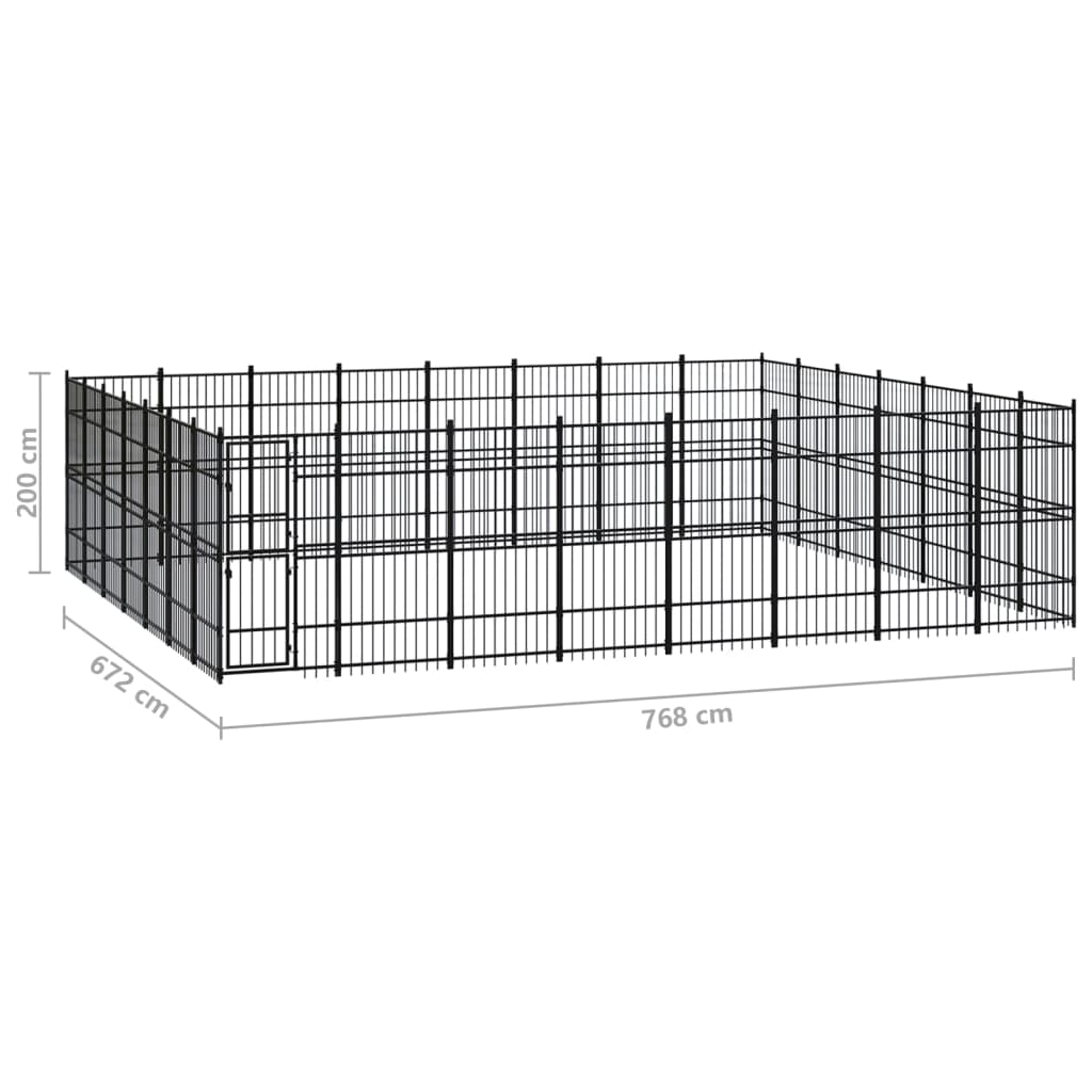 Outdoor Dog Kennel Steel 51.61 m?